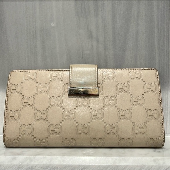 GUCCI Monogram Leather Wallet in Off White - Picture 1 of 16